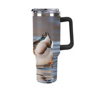 ERSTSNCK 40 Oz Tumbler with Handle And Straw Mallard Duck Leak Resistant Tumblers Reusable Stainless Steel Travel Mug Fits in Cup Holder Vacuum Insulated Water Bottle for Women Men
