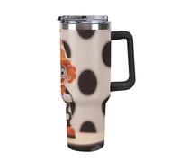 ERSTSNCK 40 Oz Tumbler with Handle And Straw Orange - Dotted Clown Leak Resistant Tumblers Reusable Stainless Steel Travel Mug Fits in Cup Holder Vacuum Insulated Water Bottle for Women Men