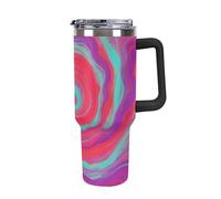 ERSTSNCK 40 Oz Tumbler with Handle And Straw Red - Purple Vortex Leak Resistant Tumblers Reusable Stainless Steel Travel Mug Fits in Cup Holder Vacuum Insulated Water Bottle for Women Men