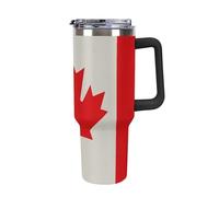 ERSTSNCK 40 Oz Tumbler with Handle And Straw Retro Canada Flag Pattern Leak Resistant Tumblers Reusable Stainless Steel Travel Mug Fits in Cup Holder Vacuum Insulated Water Bottle for Women Men