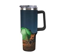 ERSTSNCK 40 Oz Tumbler with Handle And Straw Starry Tent Leak Resistant Tumblers Reusable Stainless Steel Travel Mug Fits in Cup Holder Vacuum Insulated Water Bottle for Women Men