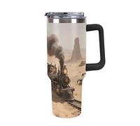 ERSTSNCK 40 Oz Tumbler with Handle And Straw Steampunk Desert Leak Resistant Tumblers Reusable Stainless Steel Travel Mug Fits in Cup Holder Vacuum Insulated Water Bottle for Women Men