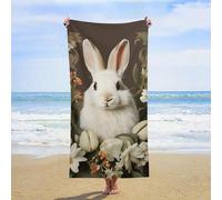 ERSTSNCK A Beautiful White Rabbit Beach Towel Oversized 31" X 63" Absorbent Towels Quick Dry Pool Towel Lightweight Bath Towels Sandproof Beach Blanket for Gym Swimming Sports Travel Gifts