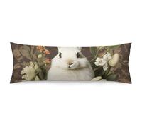 ERSTSNCK A Beautiful White Rabbit Body Pillow Pillowcase 20"x54" Lumbar Throw Pillow Covers with Hidden Zipper Breathable & Cozy Full Long Bodypillow Case Cover for Sleeping Bedroom Couch Sofa Decor