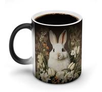 ERSTSNCK A Beautiful White Rabbit Color Changing Mug 11 Oz Heat Changing Coffee Mugs Funny Magic Cup Heat Sensitive Ceramics Mug Novelty Coffee Cups Personalized Customized Gift Idea for Men & Women