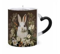 ERSTSNCK A Beautiful White Rabbit Color Changing Mug Heat Changing Coffee Mugs Funny Magic Cup Heat Sensitive Travel Mug Novelty Coffee Cups Personalized Customized Gift Idea for Men & Women 11 Oz