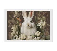 ERSTSNCK A Beautiful White Rabbit Diamond Painting Kits for Adults 8"x12" 5D Diamond Art Kits for Beginners DIY Full Drill Round Diamonds Gem Art Crafts Painting for Home Wall Decor