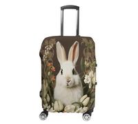 ERSTSNCK A Beautiful White Rabbit Luggage Suitcase Covers Elastic Washable Cute Luggage Protector Travel Suitcase Protective Cover For Adult (Fit 19-32 Inch Luggages) X-Large, white, L, A Beautiful