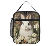 ERSTSNCK A Beautiful White Rabbit Lunch Bag for Adults Reusable Insulated Lunchbox Leakproof Small Lunch Box Tote for Men & Women Portable Food Cooler Bag for Work, Office, Picnics