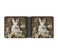 ERSTSNCK A Beautiful White Rabbit Wallet for Men Bifold Rfid Blocking Slim Money Clip Front Pocket Wallet Card Holder