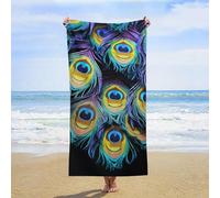 ERSTSNCK A Bunch of Peacock Feathers Beach Towel Oversized 31" X 63" Absorbent Towels Quick Dry Pool Towel Lightweight Bath Towels Sandproof Beach Blanket for Gym Swimming Sports Travel Gifts