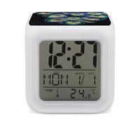 ERSTSNCK A Bunch of Peacock Feathers Night Light Alarm Clock LED Display Alarms for Bedroom Smart Digital Alarm Clock Wtih 7 Colorful Ambient Lights Sleep Timer for Heavy Sleepers Simple Operation