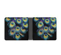 ERSTSNCK A Bunch of Peacock Feathers Wallet for Men Bifold Rfid Blocking Slim Money Clip Front Pocket Wallet Card Holder