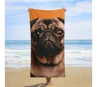 ERSTSNCK A Pug Beach Towel Oversized 31" X 63" Absorbent Towels Quick Dry Pool Towel Lightweight Bath Towels Sandproof Beach Blanket for Gym Swimming Sports Travel Gifts