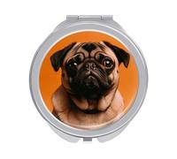 ERSTSNCK A Pug Compact Mirror for Purse, Double-Sided 1x/2x Magnifying Metal Pocket Makeup Mirrors, Folding Mini Vanity Mirror, Handheld Round Travel Cosmetic Mirrors for Women