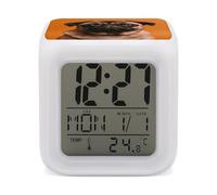 ERSTSNCK A Pug Night Light Alarm Clock LED Display Alarms for Bedroom Smart Digital Alarm Clock Wtih 7 Colorful Ambient Lights Sleep Timer for Heavy Sleepers Simple Operation
