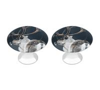 ERSTSNCK A Reindeer Standing Cabinet Knobs, 2-Pack Silver Stainless Steel Drawer Pulls with Screws, Elegant Hardware for Dressers, Kitchen,Cabinets & Desks