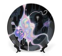 ERSTSNCK Abstract Art Graffiti Ceramic Plate 6inch Decorative Bone China Wall Hanging Ornament Plates Bohemian Style Dinner Plate with Display Stand Cabinet Display Plates for Home Art Decor