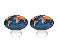 ERSTSNCK Abstract World Map Cabinet Knobs, 2-Pack Silver Stainless Steel Drawer Pulls with Screws, Elegant Hardware for Dressers, Kitchen,Cabinets & Desks