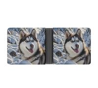 ERSTSNCK Adorable Huskies Wallet for Men Bifold Rfid Blocking Slim Money Clip Front Pocket Wallet Card Holder