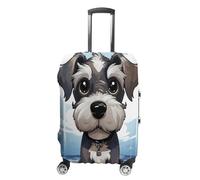 ERSTSNCK Adorable Schnauzer Luggage Suitcase Covers Elastic Washable Cute Luggage Protector Travel Suitcase Protective Cover For Adult (Fit 19-32 Inch Luggages), white, M, Adorable Schnauzer