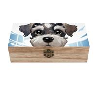 ERSTSNCK Adorable Schnauzer Wooden Storage Box Elegant Retro Jewelry Box with Hinged Lid Decorative Keepsake Boxes Decor Handmade Organizer Boxes for Wedding, Party, Gift, Diy Craft, Home Decor