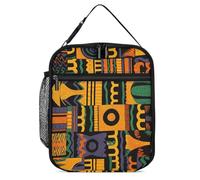 ERSTSNCK African Ethnic Pattern Lunch Bag for Adults Reusable Insulated Lunchbox Leakproof Small Lunch Box Tote for Men & Women Portable Food Cooler Bag for Work, Office, Picnics