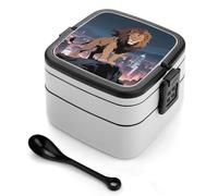 ERSTSNCK African Lion Bento Box 1000ml Leak Proof Lunch Container with Removable Dividers & Spoon - BPA-Free PP Stackable Lunch Box for Work, Office, Picnic, Travel, Dining Out