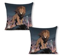 ERSTSNCK African Lion Pillow Covers 18"x18"（2pcs） Linen Throw Pillow Covers - Double Sided Decorative Square Cushion Cases for Sofa, Bed, Chair (No Insert Included)