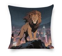 ERSTSNCK African Lion Pillow Covers 18"x18" Linen Throw Pillow Covers - Double Sided Decorative Square Cushion Cases for Sofa, Bed, Chair (No Insert Included)