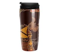 ERSTSNCK African Map Ethnic Pattern 12 Oz Travel Coffee Mug Vacuum Insulated Travel Mug Leakproof Cup with Lid Reusable Coffee Tumbler for Hot And Cold Drinks, Gift for Men And Women