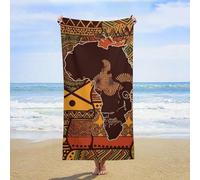 ERSTSNCK African Map Ethnic Pattern Beach Towel Oversized 31" X 63" Absorbent Towels Quick Dry Pool Towel Lightweight Bath Towels Sandproof Beach Blanket for Gym Swimming Sports Travel Gifts