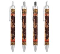ERSTSNCK African Map Ethnic Pattern Black Ballpoint Pens Fine Point (0.5mm) Black Ink Pen Retractable Ball Point Pens with Comfortable Full Grip for Journaling, And Office Writing Ideal 4 PCS