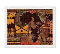 ERSTSNCK African Map Ethnic Pattern Diamond Painting Kits for Adults 16"x20" 5D Diamond Art Kits for Beginners DIY Full Drill Round Diamonds Gem Art Crafts Painting for Home Wall Decor