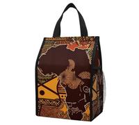 ERSTSNCK African Map Ethnic Pattern Insulated Lunch Bag Leakproof Insulated Cooler Bags Reusable Cooler Tote Foldable Lunchbox for Adult Women Men for Work Travel Picnic