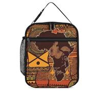 ERSTSNCK African Map Ethnic Pattern Lunch Bag for Adults Reusable Insulated Lunchbox Leakproof Small Lunch Box Tote for Men & Women Portable Food Cooler Bag for Work, Office, Picnics