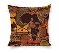 ERSTSNCK African Map Ethnic Pattern Pillow Covers 18"x18" Linen Throw Pillow Covers - Double Sided Decorative Square Cushion Cases for Sofa, Bed, Chair (No Insert Included)