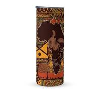 ERSTSNCK African Map Ethnic Pattern Tumbler with Lid And Straw, 20 Oz Slim Stainless Steel Water Bottle Travel Coffee Mug Double Wall Insulated Cup Gifts for Women Men