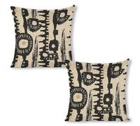 ERSTSNCK African Print Design Pillow Covers 18"x18"（2pcs） Linen Throw Pillow Covers - Double Sided Decorative Square Cushion Cases for Sofa, Bed, Chair (No Insert Included)