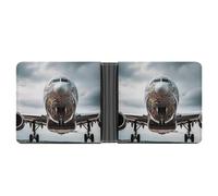 ERSTSNCK Airplane Art Wallet for Men Bifold Rfid Blocking Slim Money Clip Front Pocket Wallet Card Holder