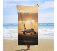 ERSTSNCK Airplane at Sunset Beach Towel Oversized 31" X 63" Absorbent Towels Quick Dry Pool Towel Lightweight Bath Towels Sandproof Beach Blanket for Gym Swimming Sports Travel Gifts