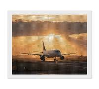 ERSTSNCK Airplane at Sunset Diamond Painting Kits for Adults 16"x20" 5D Diamond Art Kits for Beginners DIY Full Drill Round Diamonds Gem Art Crafts Painting for Home Wall Decor