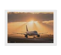 ERSTSNCK Airplane at Sunset Diamond Painting Kits for Adults 8"x12" 5D Diamond Art Kits for Beginners DIY Full Drill Round Diamonds Gem Art Crafts Painting for Home Wall Decor