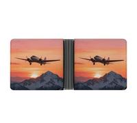 ERSTSNCK Airplane at Sunset Wallet for Men Bifold Rfid Blocking Slim Money Clip Front Pocket Wallet Card Holder