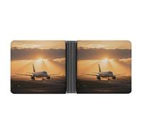 ERSTSNCK Airplane at Sunset Wallet for Men Bifold Rfid Blocking Slim Money Clip Front Pocket Wallet Card Holder