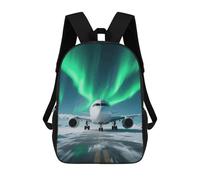 ERSTSNCK Airplane Under The Polar Night Sky Laptop Backpack for Travel Work Cute Bookbag Computer Backpack Casual Daypack