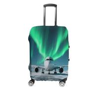ERSTSNCK Airplane Under The Polar Night Sky Luggage Suitcase Covers Elastic Washable Cute Luggage Protector Travel Suitcase Protective Cover For Adult (Fit 19-32 Inch Luggages), white, M, Airplane