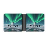 ERSTSNCK Airplane Under The Polar Night Sky Wallet for Men Bifold Rfid Blocking Slim Money Clip Front Pocket Wallet Card Holder