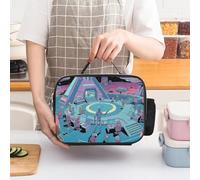 ERSTSNCK Alien Base Insulated Lunch Bag for Women Lunch Box Large Capacity, Leakproof Tote with Detachable Handles- 5-Hour Cold/Hot Retention Cooler Bag for Office, Picnic, Camping