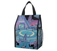 ERSTSNCK Alien Base Insulated Lunch Bag Leakproof Insulated Cooler Bags Reusable Cooler Tote Foldable Lunchbox for Adult Women Men for Work Travel Picnic